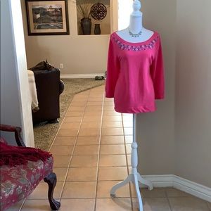 Hollister pink sweatshirt with floral embroidery